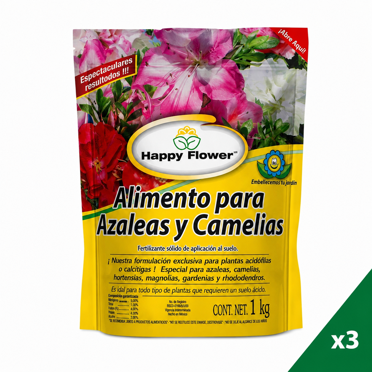 Alimento para Azaleas y Camelias <h5>3 bolsas 1 kg c/u</h5>